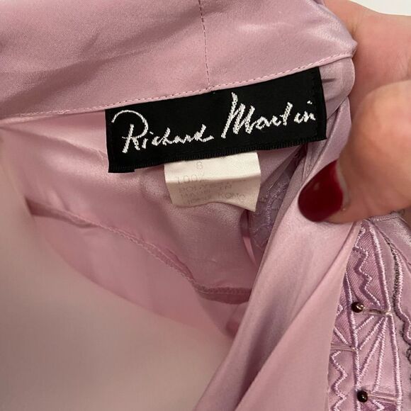 Richard Martin 80s Beaded Embroidered Shoulder Neck Tie Button Down - Picture 10 of 11